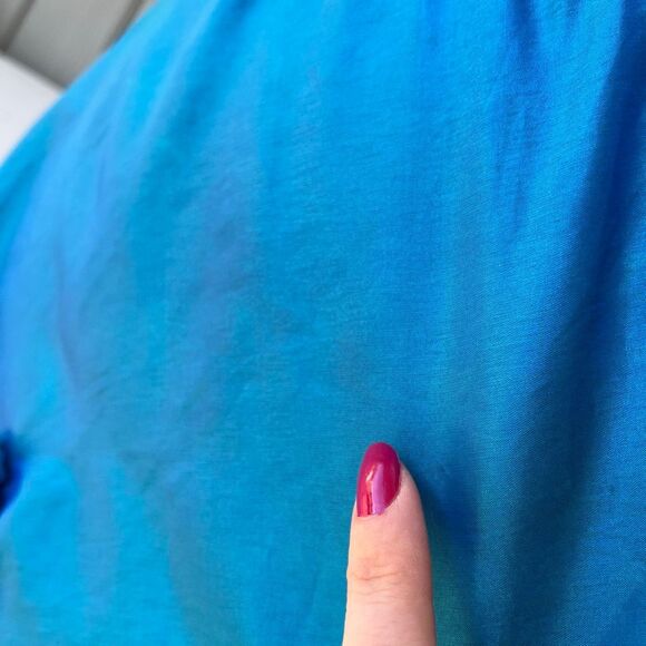 VTG 90s Indigo Moon Iridescent Blue Bias Cut Maxi Skirt Ruffle Trim SZ M - Picture 7 of 12